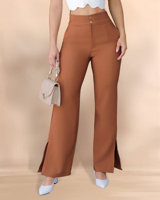 Pantalón Bota Ancha con Abertura y 2 Botones