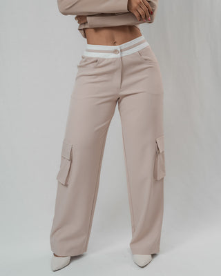 Pantalón Cargo Bota Ancha Pretina Blanca