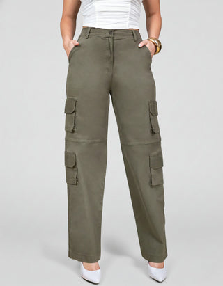 Pantalón de Drill Tipo Cargo con Cuatro Bolsillos