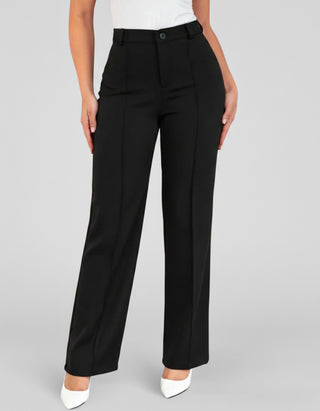 Pantalón Sencillo de Bota Recta con Detalle de Venas