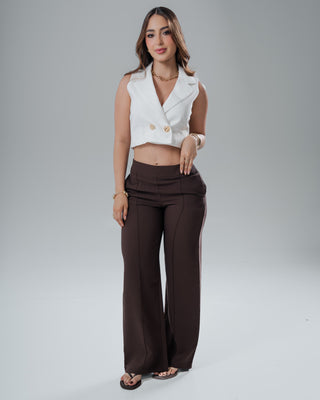 Chaleco con Cuello y 2 Botones Aplique Dorados