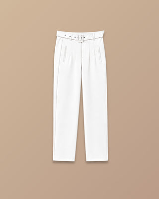 PANTALON BLANCO CON PRENSES Y CORREA DE HEBILLA FORRADA