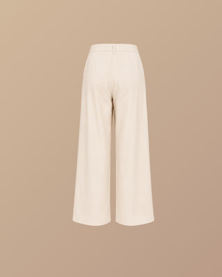 PANTALON BEIGE SENCILLO CON PRENSES Y BOTA ANCHA