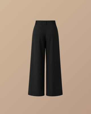 PANTALON NEGRO SENCILLO CON PRENSES Y BOTA ANCHA