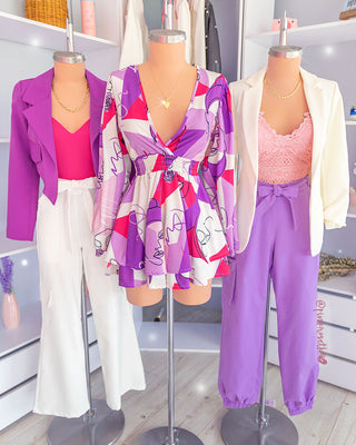 Blazer morado tipo torerito con bolsillo grande