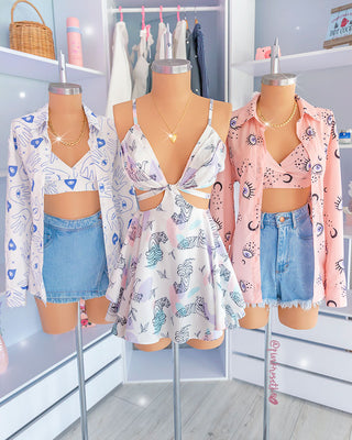 Camisa rosada con top de ojitos