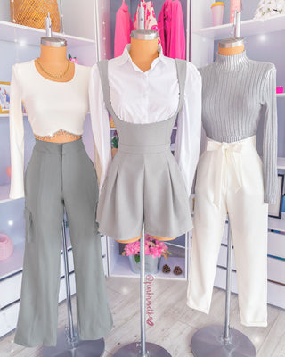 Pantalón gris cemento bota recta cargo