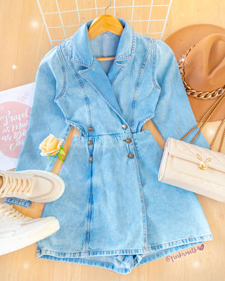 Romper blue jean manga larga 6 botones