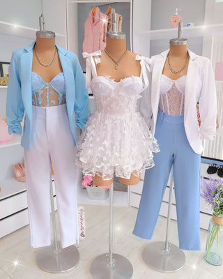Romper copas mariposa 3D con tiras amarrar