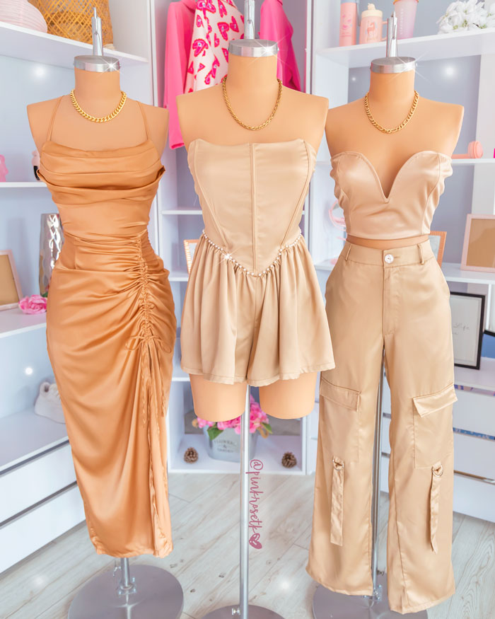 Romper camel strapless tipo corsé con aplique perlas