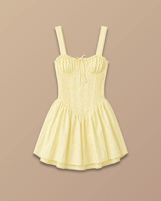 Romper amarillo tipo corsé con tiras y volantes — Pink Rose