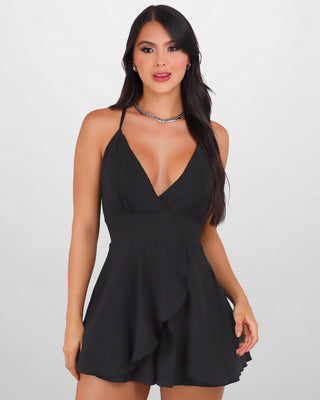 Romper Negro Con Bolero Cruzado