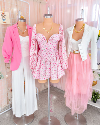 Romper manga larga con copas varilla y flores