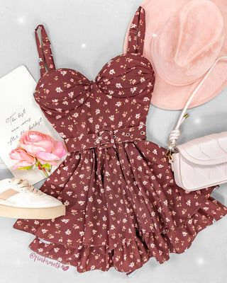 Romper con flores copas y hebilla forrada