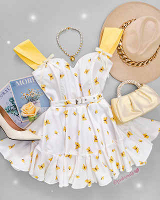 Romper con Tiras y Correa – Mariposas amarrillas