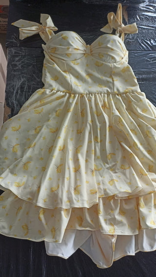 Romper con Estampado de Flores, Copas y Tiras para Amarrar