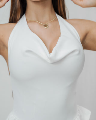 Vestido Aurora Escote drapeado, Espalda Abierta