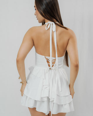 Vestido Aurora Escote drapeado, Espalda Abierta