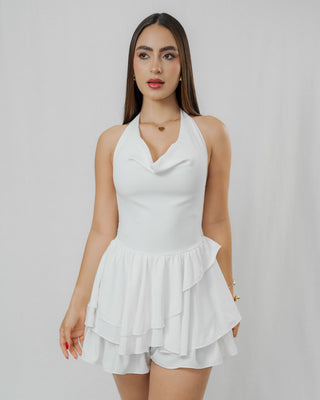Vestido Aurora Escote drapeado, Espalda Abierta