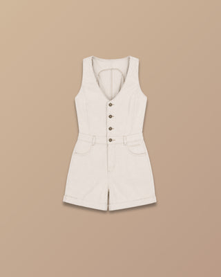 ROMPER BEIGE DE JEAN SIN MANGAS 4 BOTONES