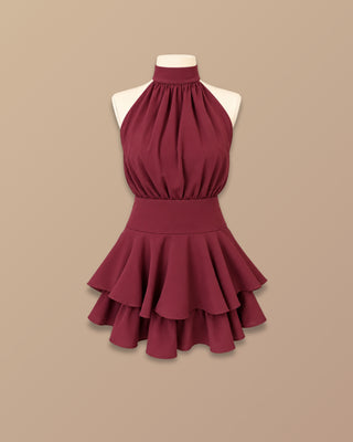 ROMPER VINO TINTO DE ESPALDA DESCUBIERTA CON CUELLO HALTER