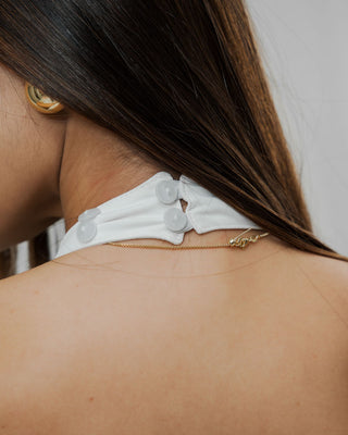 ROMPER BLANCO DE ESPALDA DESCUBIERTA CON CUELLO HALTER