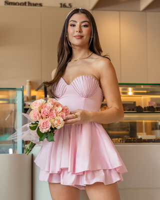 ROMPER ROSADO STRAPPLE CON COPAS DE SIRENA