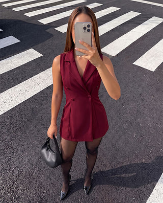 ROMPER VINO TINTO MANGA SISA CON CUELLO Y 4 BOTONES