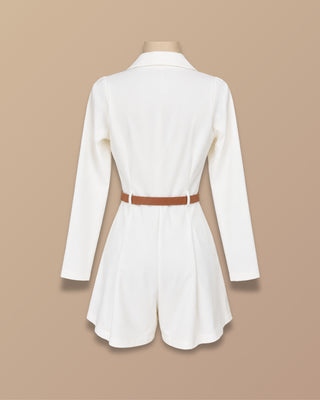 ROMPER BLANCO MANGA LARGA CON CUELLO Y CORREA