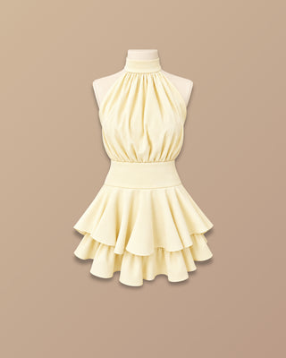 ROMPER AMARILLO CON ESPALDA DESCUBIERTA Y CUELLO HALTER