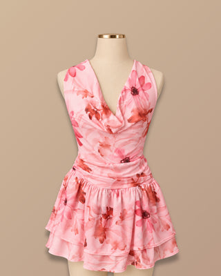 ROMPER EN MALLATEX ESTAMPADO DE FLORES Y AMARRAR ATRAS