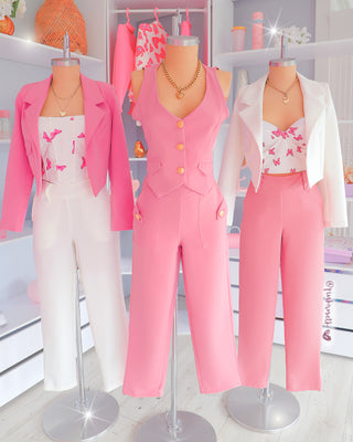 Pantalón rosado tiro alto bota recta