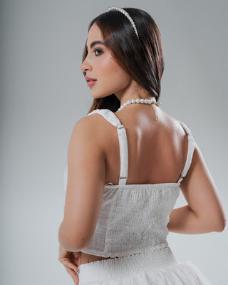 Set Tejido Falda y Crop Top con 3 Botones