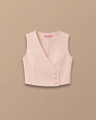 SET  BEIGE DE PANTALON Y CHALECO 3 BOTONES LADO
