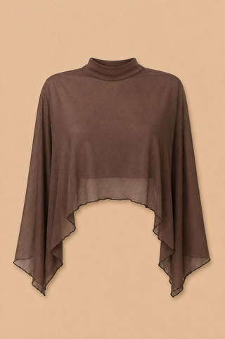 Set café en mallatex de falda con lazo y blusa tipo capa — Pink Rose