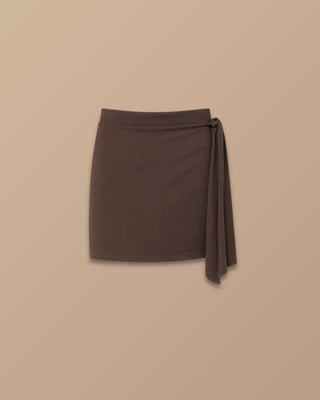 Set café en mallatex de falda con lazo y blusa tipo capa, vista frontal — Pink Rose
