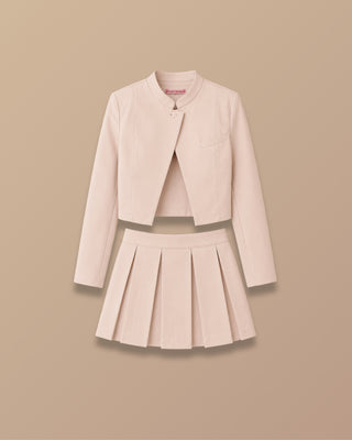 SET DE BLAZER CON HOMBRERAS Y FALDA DE TABLAS