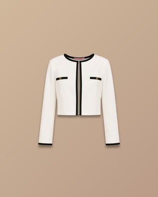 SET BLANCO DE PANTALON Y BLAZER CON HERRAJE DE PINK ROSE