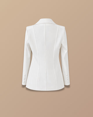 SET BLANCO BLAZER Y FALDA SHORT CON 3 BOTONES FORRADOS