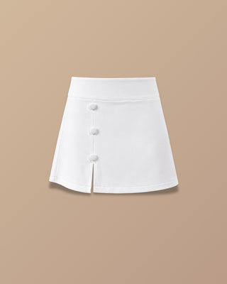 SET BLANCO BLAZER Y FALDA SHORT CON 3 BOTONES FORRADOS