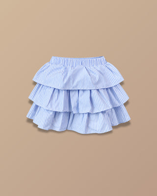 SET AZUL DE RAYAS CON CAMISA MANGA LARGA Y FALDA