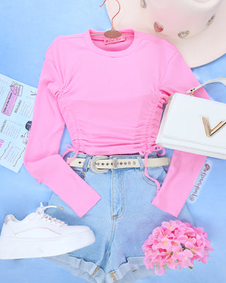 Short de blue jean con detalle doblez