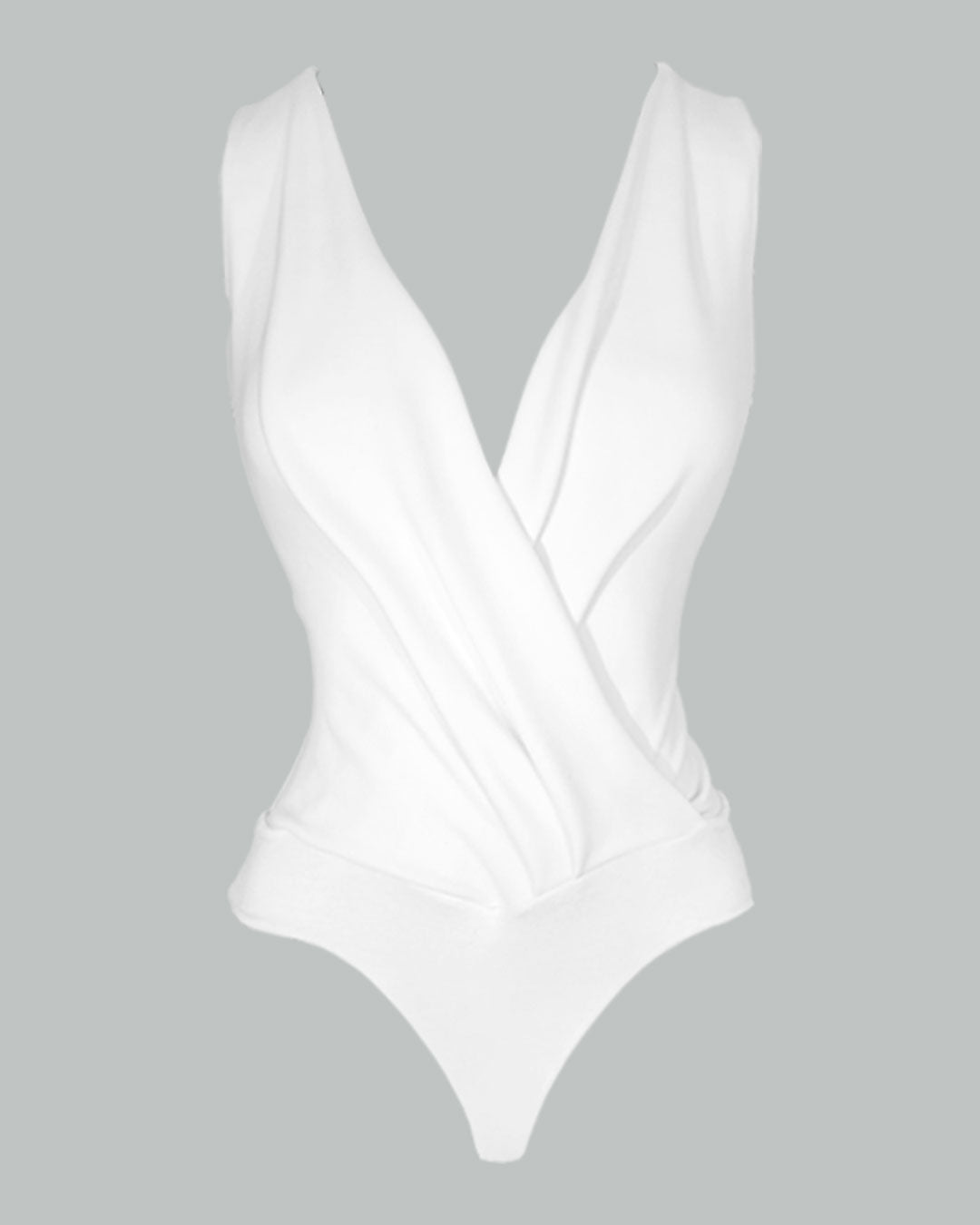 Bodysuit blanco manga sisa escote v profundo