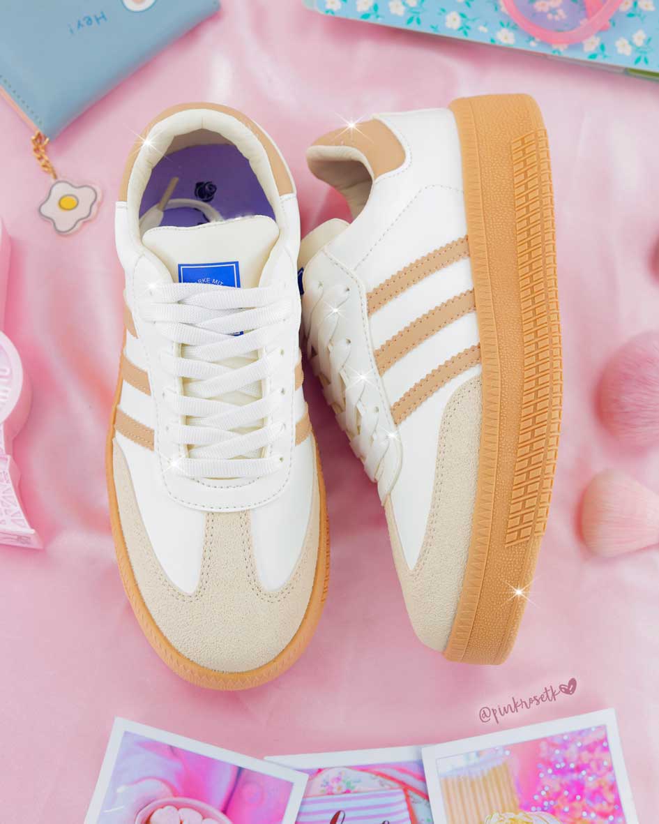 Tenis beige tipo samba suela gruesa