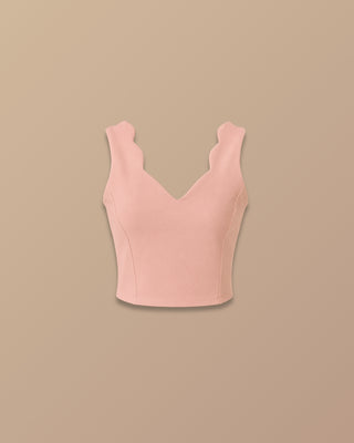 Crop top salmon con escote y moras al frente