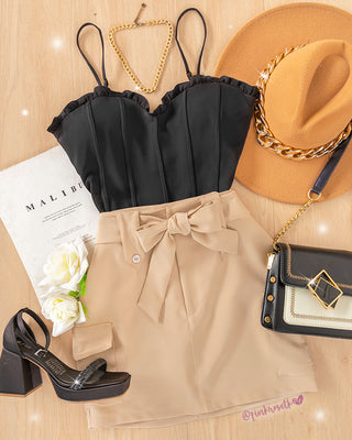 Falda  camel tipo cargo con lazo