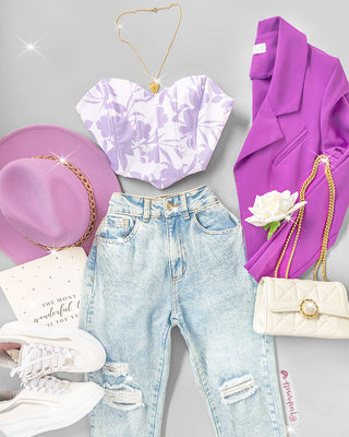 Blazer morado tipo torerito con bolsillo grande