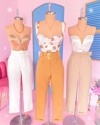 Bustier blanco floral café de copas y tiras gruesas