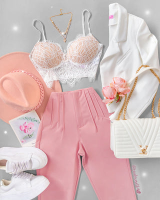 Bustier blanco encaje copas nude tiras