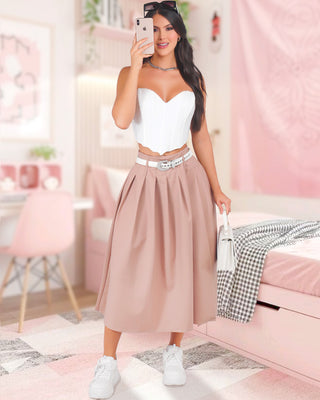 Crop Top Blanco Strapless De escote Corazón